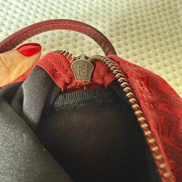 SOLD Rare FENDI Zucchino Barrel Pochette Red - Picture 6 of 12